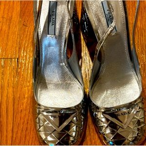 Prada metallic sling back woman’s shoes